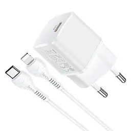 Зарядний пристрій Hoco N10 Type-C PD 20W білий + кабель Type-C to Lightning - мініатюра 3