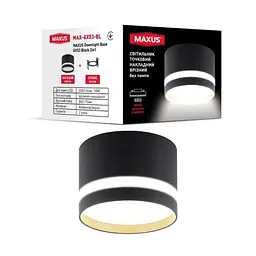Світильник точковий накладний-врізний без лампи MAXUS Downlight Base GX53 Black 2in1