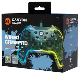 Геймпад Canyon GP-02 для ПК/PS3/Android/Nintendo Switch 22 кнопки подвійна вібрація RGB підсвічування 2 м Blue/Yellow (CND-GP02) - мініатюра 2