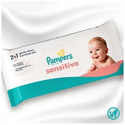 Дитячі вологі серветки Pampers Sensitive 2 x 80 шт(160 шт) (8006530135252) - мініатюра 3