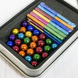 Магнітний конструктор Неокуб Neo Mix Color, 36 паличок і 27 кульок, антистрес, різнокольоровий, металевий - мініатюра 2
