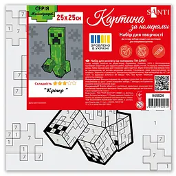 Картина за номерами Santi Майнкрафт. Кріпер 25х25 см кольорове полотно (955024) - мініатюра 2