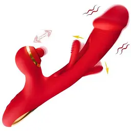 Вібратор точки G та постукуванням клітора 3в1 Pretty Love Finger Bunny 21 режим Червоний