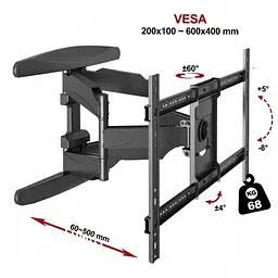 Настінне кріплення для телевізора для діагоналей 55"-85" поворотний кронштейн на стіну V-Star S65 - мініатюра 7