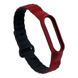 Силіконовий ремінець Silicone Link Xiaomi Mi Band 3/Mi Band4/Mi Band 5 /Mi Band 6/ Mi Band 7 Plum/Black