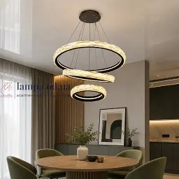 Дизайнерська підвісна LED-люстра для залу Diasha 583-800+600+400BK чорна, 3 кільця, 250 Вт, 80 см, до 40 м2