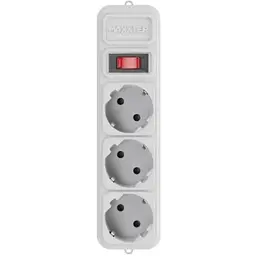 Фільтр мережевий Maxxter, 3 розетки, 3 м, Grey, 10А, до 2.2 кВт, вимикач, заземлення, 3x0.5 мм² (SPM3-G-10G)