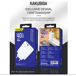 Зарядний пристрій для смартфона Kakusiga KSC811 dual port 40W QC3.0 + кабель 3А - мініатюра 5