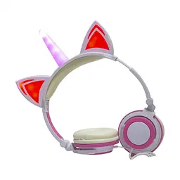 Навушники Linx Unicorn Ear Headphone з вушками Єдиноріг LED Рожевий (2996) - мініатюра 2