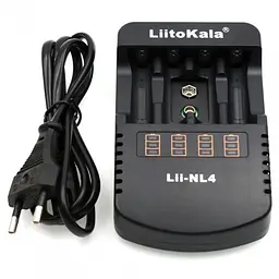 Зарядний пристрій Liitokala Lii-NL4 для AA, AAA, 9V, 4 канали, автоматичне відключення
