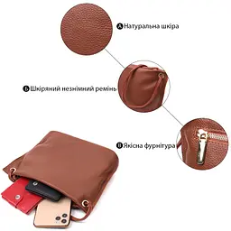 Трапецієподібна сумка для жінок на плече з натуральної шкіри Vintage 22397 коричнева - мініатюра 4