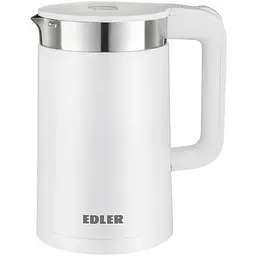 Електрочайник Edler EK6430 білий, 1500W, 1.5л, дисковий, двошаровий пластиковий корпус, світлова індикація, захист від перегріву,