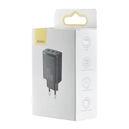 Мережевий зарядний пристрій Baseus Compact Quick Charger 2U + C 30W EU Чорний - мініатюра 2