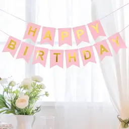Гірлянда-прапорці Happy Birthday one size, рожевий - мініатюра 4
