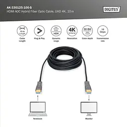 Гібридний оптоволоконний Кабель DIGITUS HDMI 2.0 4K AOC 10m Black - мініатюра 5
