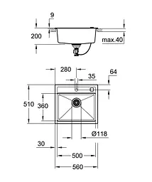 Кухонна мийка Grohe K700 із композиту 31651AP0, Чорний матовий - мініатюра 5