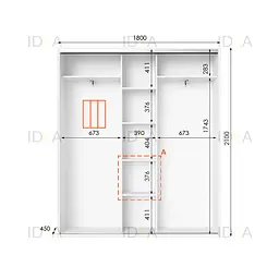 Шафа-купе Idea серія 6 180 x 45 x 210 см Білий - мініатюра 2