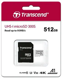 Карта пам'яті Transcend microSDXC 300S 512GB UHS-I (U3) + adapter SD (TS512GUSD300S-A) [71415] - мініатюра 3