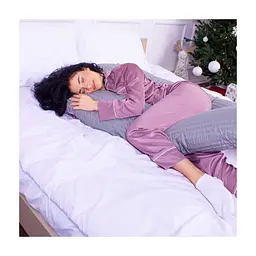 Подушка MirSon для вагітних і відпочинку Satin Stripe №8027 U-подібна Light Gray (2200006178651) - мініатюра 5