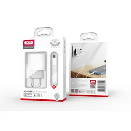 Сітчастий зарядний пристрій XO L97 A+C dual port Home charger with Type-c cable Білий - мініатюра 5