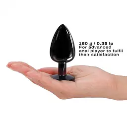Металева анальна пробка з прикрасою у вигляді кристала Dorcel - Diamond Plug, чорна L - мініатюра 5