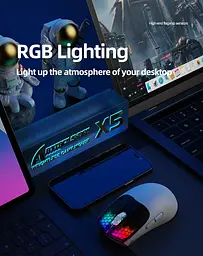 Миша бездротова Aattack SHARK X5 з акумулятором та підсвічуванням 2,4G+Bluetooth White - мініатюра 4
