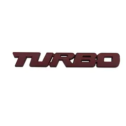 Емблема напис TURBO червона 129х18мм метал (на скотчі)