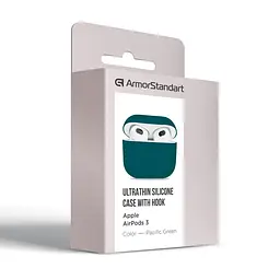 Силіконовий чохол для навушників Apple AirPods 3, Ultrathin Silicone Case, зелений, захисний чохол, ультратонкий і легкий, захист від подряпин і пилу, м"який силікон, ArmorStandart (ARM60303) - мініатюра 3