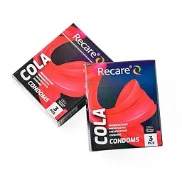 Презервативи Holographic Recare Cola Dotted&Ribbed Condoms 3 шт, з пухирцями і ребрами, аромат: Кола - мініатюра 3