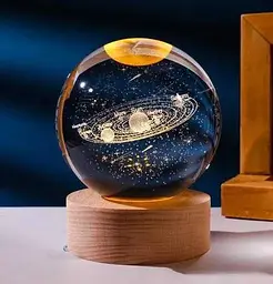 Світлодіодна кришталева куля, декоративна універсальна 3D нічниця, кришталева куля "Сонячна система" - мініатюра 3