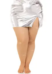 Колготки Leg Avenue Rhinestone micro net tights Plus size, карамельний колір