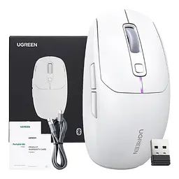 Бездротова Мишка UGREEN MU103 Modes Mouse білий Wi-червоний&2.4 GHz&BT Type-C Charging 3-devices support (15629)