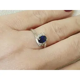 Золоте кільце Геліос з діамантами і сапфіром. Артикул 55062626BS332 17,5 - мініатюра 2