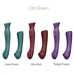 Смартвібратор 3в1 Zalo - Queen Set Jewel Green, пульсівна перлина та вакуум, кристал Swarovski - мініатюра 9