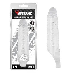 Насадка на пеніс Super Me Mighty Sleeve With Ball Loop 22 см прозорий - мініатюра 2