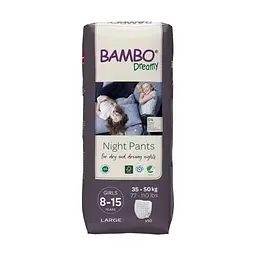 Нічні ЕКО підгузки-трусики для дівчаток Bambo Dreamy Night Pants Girls (35-50 кг), 8-15 років. Bambo Nature (18876) - мініатюра 2