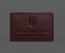 Шкіряна обкладинка на посвідчення ДСНС з кишенею бордова