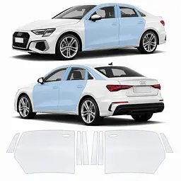 Антигравійна захисна бронеплівка за лекалами для Audi A3 8Y 2020-2024 - зони дверей і стійки вікон