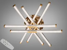 Стельова LED-люстра Diasha 2531WH+G dimmer для вітальні, спальні та кухні, димер, пульт, 80 W, 67 см, 13-19m2