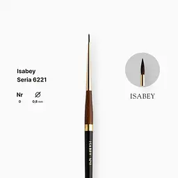 Пензель білка кругла натуральна Isabey 6221, №0, для акварелі, коротка ручка - мініатюра 2