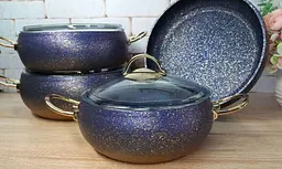 Набір каструль O.M.S. Collection 3023 з гранітним покриттям 7 предметів Синій (Туреччина) - мініатюра 4