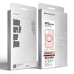 Противоударный чехол-панель для Apple iPhone 17, Unit Stand2, розовый, силикон + поликарбонат, защита всего корпуса, с подставкой, поддержка магнитных держателей и беспроводной зарядки (MagSafe), ArmorStandart (ARM86330) - мініатюра 6