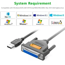 Кабель для принтера Ugreen US167 USB 2.0 to DB25 2.0 m black (20224) - мініатюра 12