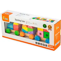 Дерев'яний поїзд Viga Toys Яскраві кубики (50534) - мініатюра 3