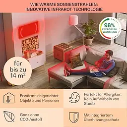Інфрачервоний обігрівач Klarstein Wonderwall air art розумний до 14 м² (10035134) - мініатюра 3