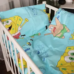 Простирадло на гумці MirSon Kids Time 17-0689 Спанч Боб Бязь 70х130 см (2200010252880) - мініатюра 3