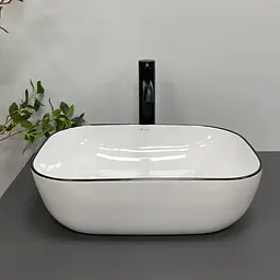 Умивальник VBI Ravenna black edge накладний VBI-011224, Білий - мініатюра 3