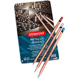 Набір кольорових олівців Metallic 12 кол. металева коробка Derwent (5028252598590) - мініатюра 3