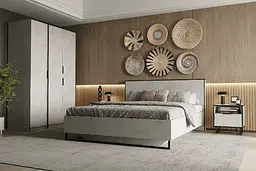 Ліжко двоспальне Moreli Forte F-0010 у стилі Loft на металевих ніжках 1680х980х2126 мм Бетон Тефра - мініатюра 2