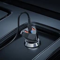 Автомобільний зарядний пристрій Hoco DZ10 2 USB/Type-C PD 27W QC чорний - мініатюра 2